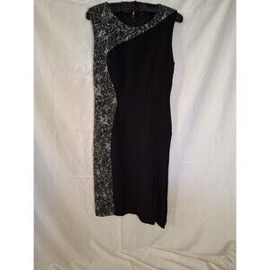 ELIE TAHARI Black and White Sleeveless Shift Dress Size 6 (1455)